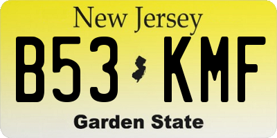 NJ license plate B53KMF