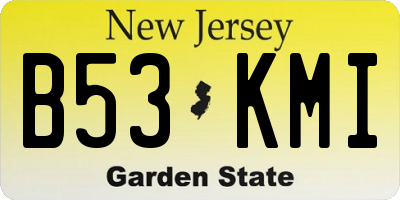 NJ license plate B53KMI