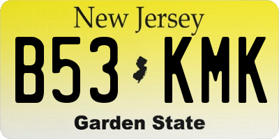 NJ license plate B53KMK