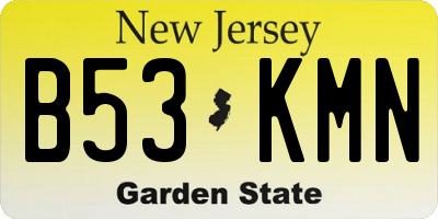 NJ license plate B53KMN