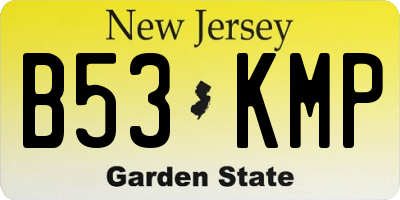 NJ license plate B53KMP