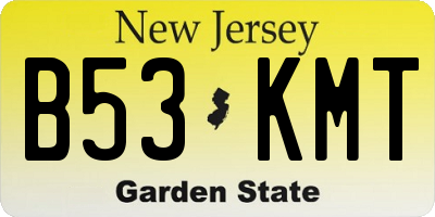 NJ license plate B53KMT