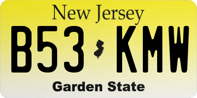 NJ license plate B53KMW