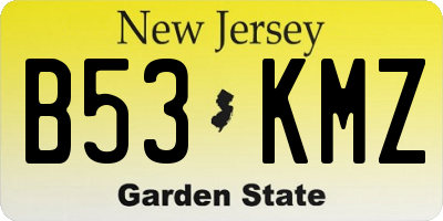 NJ license plate B53KMZ