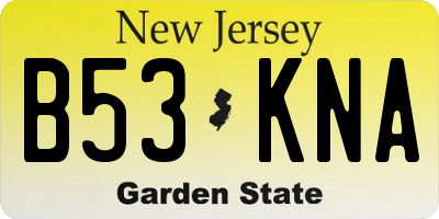 NJ license plate B53KNA