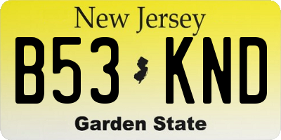 NJ license plate B53KND