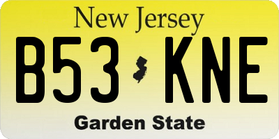 NJ license plate B53KNE