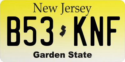 NJ license plate B53KNF