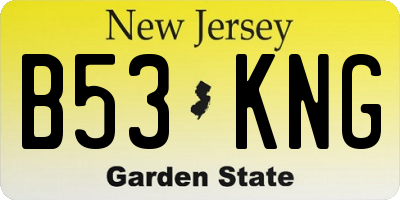 NJ license plate B53KNG