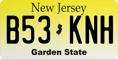 NJ license plate B53KNH