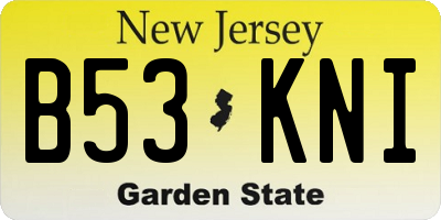 NJ license plate B53KNI