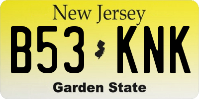 NJ license plate B53KNK