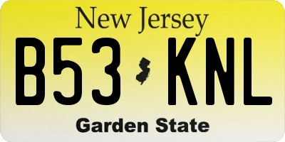 NJ license plate B53KNL