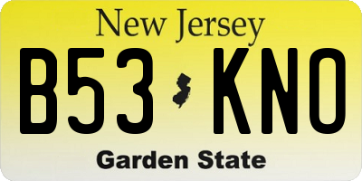 NJ license plate B53KNO