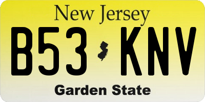 NJ license plate B53KNV