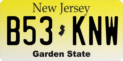 NJ license plate B53KNW