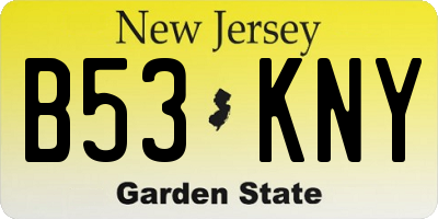 NJ license plate B53KNY