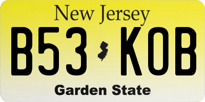NJ license plate B53KOB