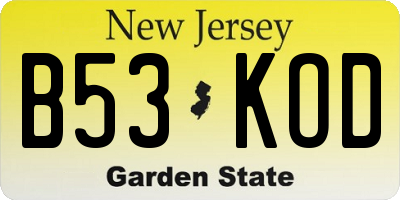NJ license plate B53KOD