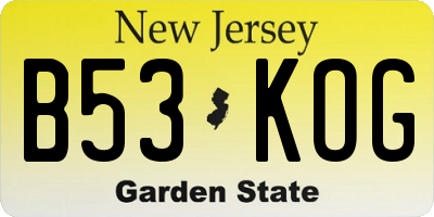 NJ license plate B53KOG