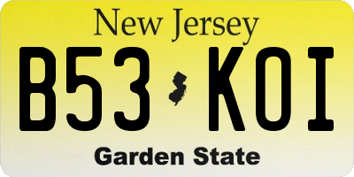 NJ license plate B53KOI