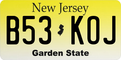 NJ license plate B53KOJ