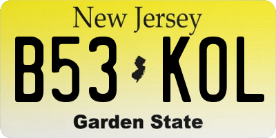 NJ license plate B53KOL
