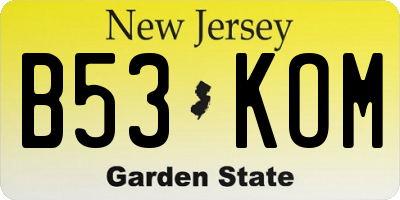NJ license plate B53KOM