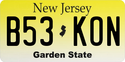 NJ license plate B53KON