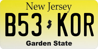 NJ license plate B53KOR