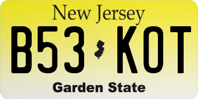 NJ license plate B53KOT
