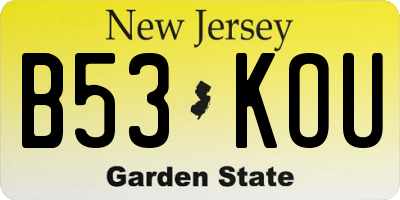 NJ license plate B53KOU