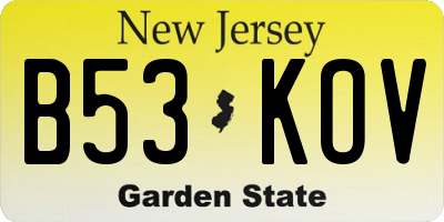 NJ license plate B53KOV
