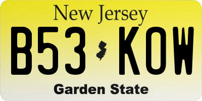 NJ license plate B53KOW