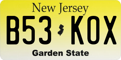 NJ license plate B53KOX