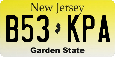 NJ license plate B53KPA