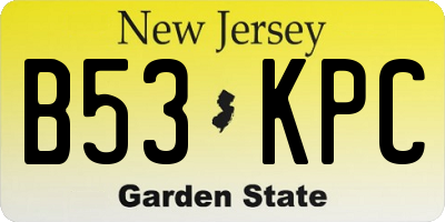 NJ license plate B53KPC