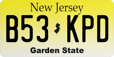 NJ license plate B53KPD