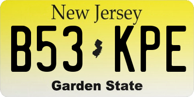 NJ license plate B53KPE