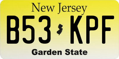 NJ license plate B53KPF