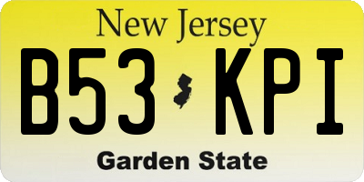 NJ license plate B53KPI