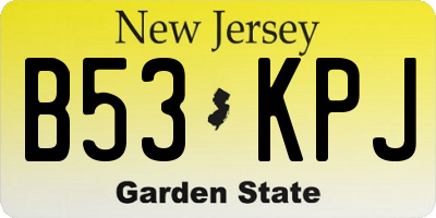 NJ license plate B53KPJ