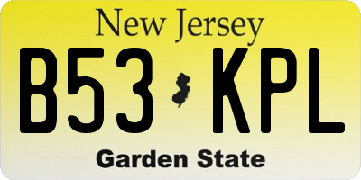 NJ license plate B53KPL
