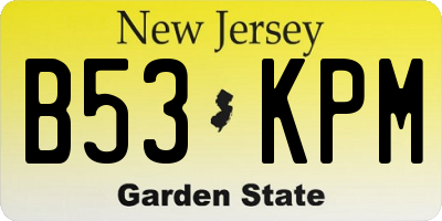 NJ license plate B53KPM