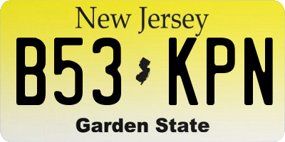 NJ license plate B53KPN