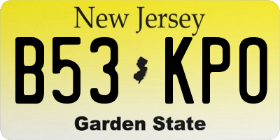 NJ license plate B53KPO