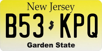 NJ license plate B53KPQ