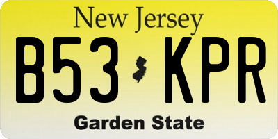 NJ license plate B53KPR