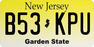 NJ license plate B53KPU