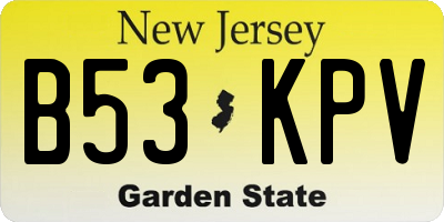 NJ license plate B53KPV